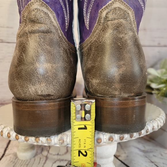 New NWOT Roper Women's Distressed Brown & Purple Leather Square Toe Boots Sz 8.5 - Picture 8 of 16